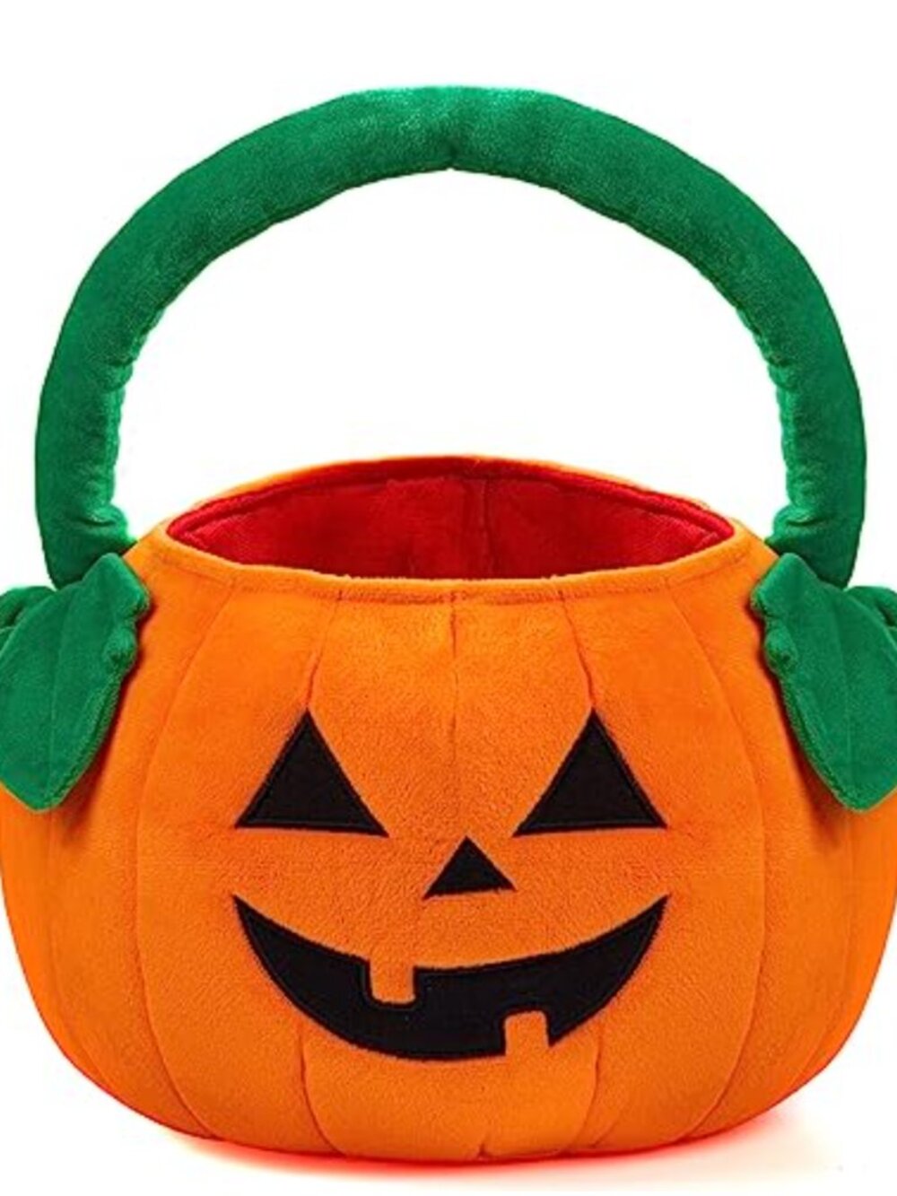 Halloween Pumpkin Plush Tote Bucket Candy Bag with Handle for Kids